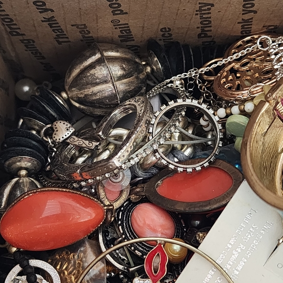 5lb jewelry craft box lot bulk repurpose grab bag art's and crafts some wearable - Picture 2 of 7